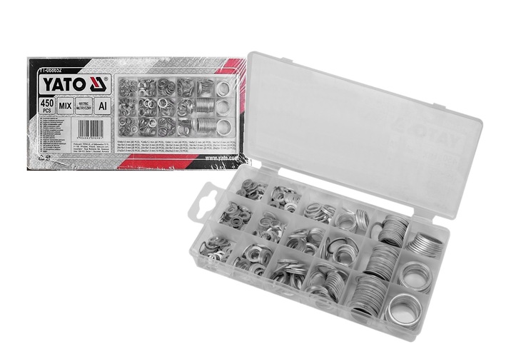 ZESTAW PODKŁADEK PODKŁADKI ALUMINIOWE MIX 450 SZT. YATO YT-068652