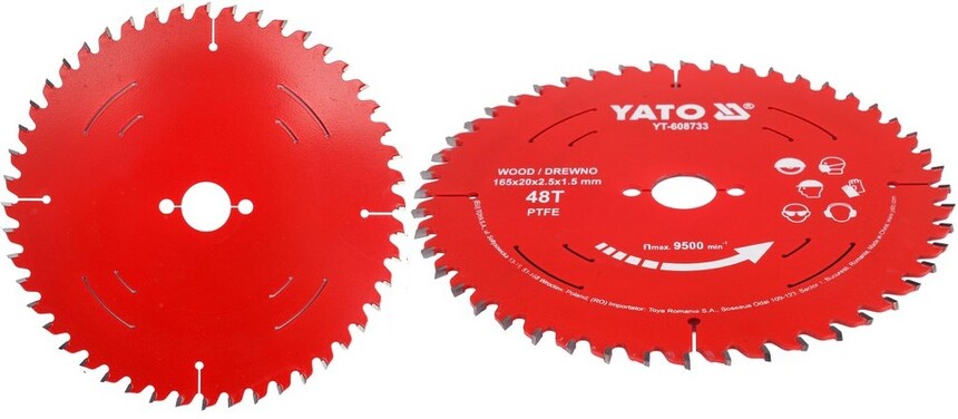 TARCZA TCT PTFE DO DREWNA I PŁYT 165*20*48T YATO YT-608733