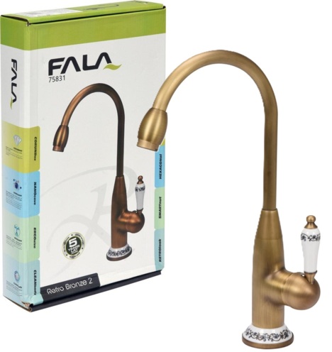 BATERIA KUCHENNA ZLEWOZMYWAKOWA STOJĄCA RETRO BRONZE 2 ANTYCZNE ZŁOTO MOSIĄDZ  FALA 75831