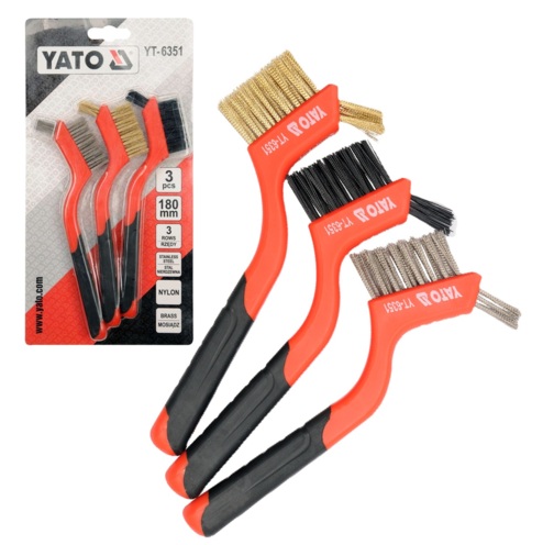 SZCZOTKI DRUCIANE MINI DO CZYSZCZENIA  NYLON MOSIĄDZ STAL 3 SZT. YATO YT-6351