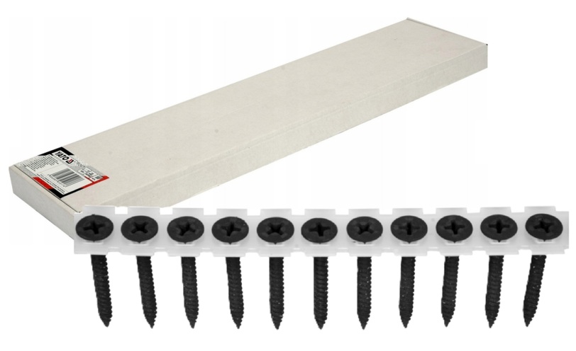 WKRĘTY FOSFATYZOWANE NA TAŚMIE DO METALU DO WKRĘTAREK TAŚMOWYCH 3,5x25 mm 1000szt. YATO YT-09440