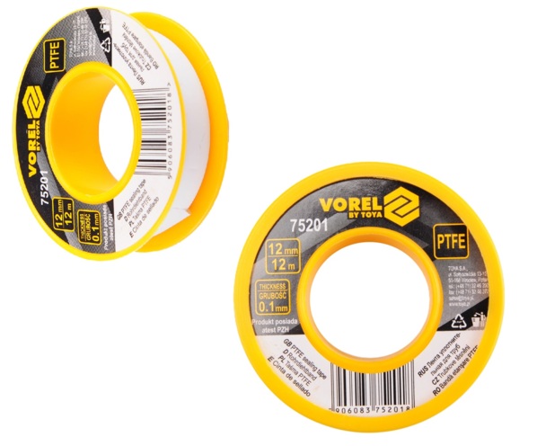 TAŚMA TEFLONOWA TEFLON  PTFE USZCZELNIAJĄCA DO GWINTÓW 12m 12mm VOREL 75201