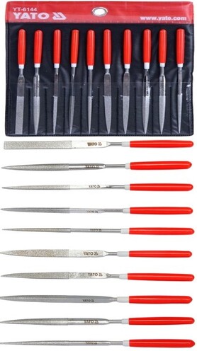 PILNIKI DIAMENTOWE, IGLAKI 3X140X50 MM STAL WĘGLOWA, ZESTAW 10 SZT. YATO YT-6144