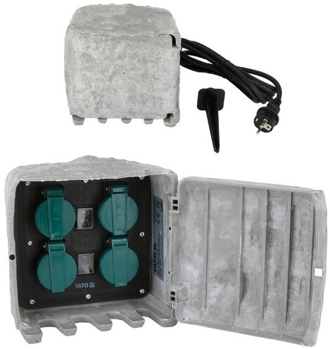 GNIAZDO OGRODOWE HERMETYCZNE IMITACJA KAMIENIA IP44 4X230V YATO YT-81271