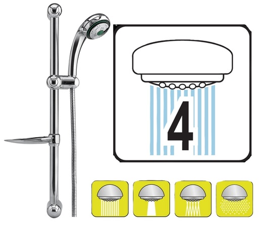 ZESTAW ŁAZIENKOWY SŁUCHAWKA CZTEROFUNKCYJNA WĄŻ MYDELNICZKA FALA 75558