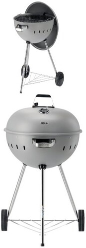 GRILL WĘGLOWY OKRĄGŁY 54CM SZARY CHROMOWANY RUSZT ROŻEN YATO YG-20301 