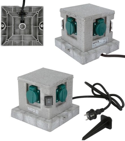 GNIAZDO OGRODOWE HERMETYCZNE WBIJANE SZEŚCIAN IP44 4X230V YATO YT-81272 