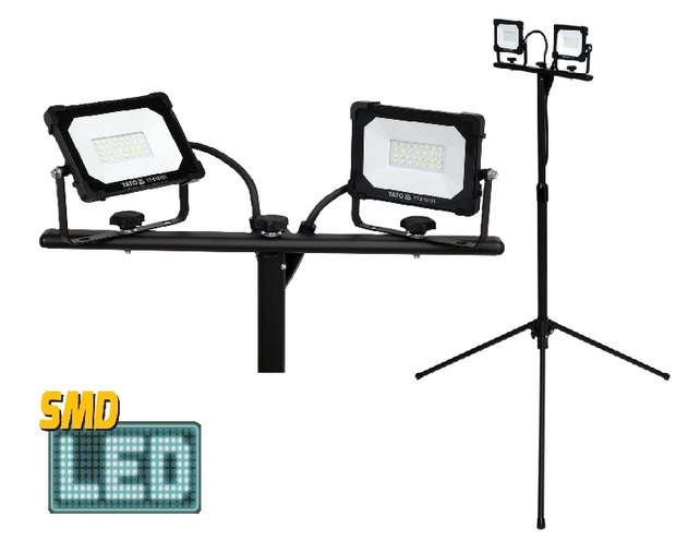 REFLEKTOR PRZENOŚNY SMD LED ZE STOJAKIEM 2*20W 3800LM YATO YT-818151