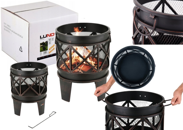 PALENISKO OGRODOWE STALOWE DEKORACYJNE KOKSOWNIK OGNISKO GRILL 42cm LUND 99702
