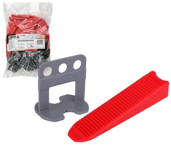 SYSTEM ZACISKÓW KLINÓW 50szt. KLIPSÓW 50szt. DO POZIOMOWANIA PŁYTEK GLAZURY 2mm YATO YT-36940