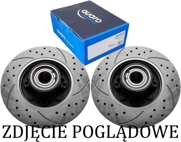 Tarcze hamulcowe pełne z łożyskiem i pierścieniem ABS MIKODA 1785L GT malowane, nacinane, wiercone, kolor: czarny + KLOCKI QUARO QP2195C ceramiczne - RENAULT LAGUNA Coupe (DT0/1) - OŚ TYLNA