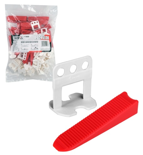 SYSTEM ZACISKÓW KLINÓW 50szt. KLIPSÓW 50szt. DO POZIOMOWANIA PŁYTEK GLAZURY 1mm YATO YT-36930