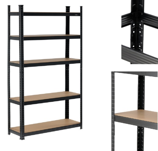 REGAŁ MAGAZYNOWY METALOWY 5 PÓŁEK MALOWANY HDF 500kg 180X90X40cm VOREL 78486
