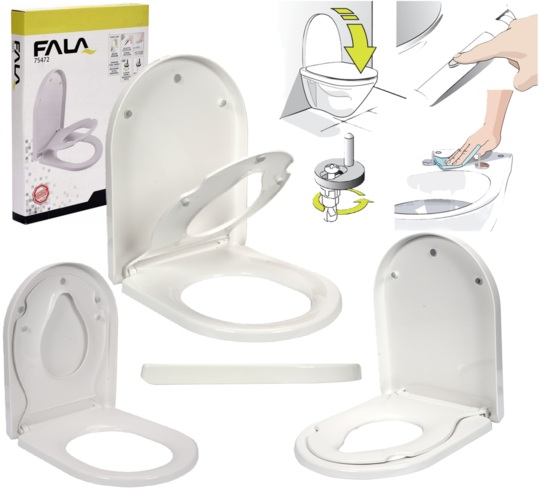 UNIWERSALNA WOLNOOPADAJĄCA WYPINANA DESKA WC 2w1 ANTYBAKTERYJNA PP-D + NAKŁADKA DLA DZIECI FALA 75472