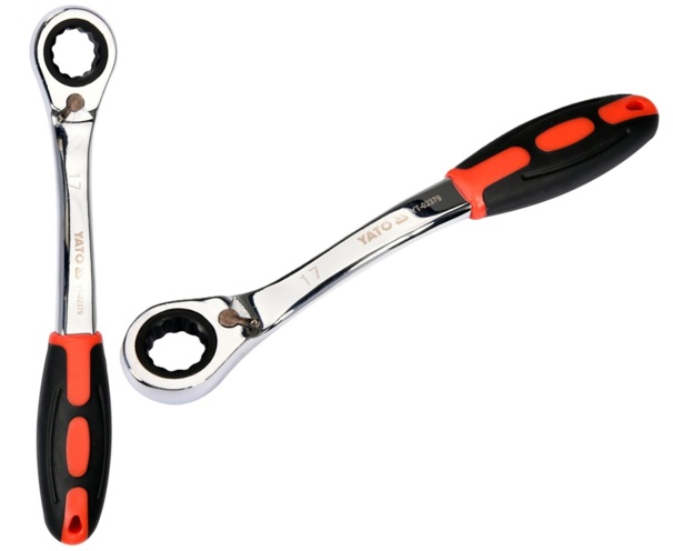 KLUCZ OCZKOWY DWUNASTOKĄTNY ODGIĘTY Z GRZECHOTKĄ 17mm YATO YT-02379