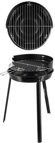 KLASYCZNY OKRĄGŁY GRILL WĘGLOWY, CHROMOWANY RUSZT ROŻEN 36CM LUND 99923 