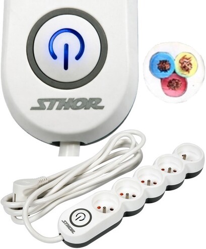 PRZEDŁUŻACZ LISTWA ZASILAJĄCA 5 GNIAZD Z UZIEMIENIEM WYŁĄCZNIK 3M 1,5MM2 STHOR 72357