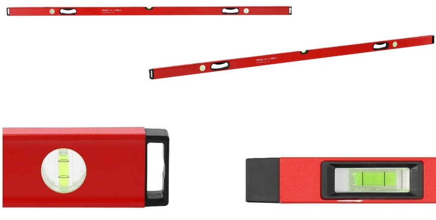 POZIOMNICA ALUMINIOWA 3 LIBELLE Z UCHWYTAMI 2000mm 2m 200cm YATO YT-30086