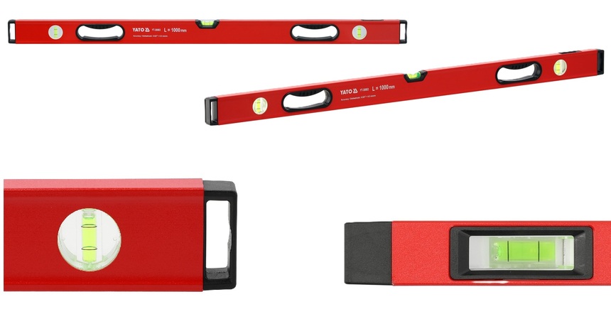 POZIOMNICA ALUMINIOWA 3 LIBELLE Z UCHWYTAMI 1000mm 1m 100cm YATO YT-30083