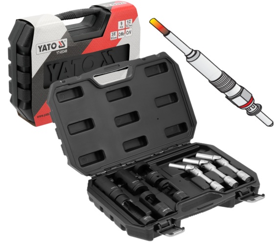 ZESTAW DO ŚWIEC ŻAROWYCH I WTRYSKIWACZY 9el. YATO YT-05349