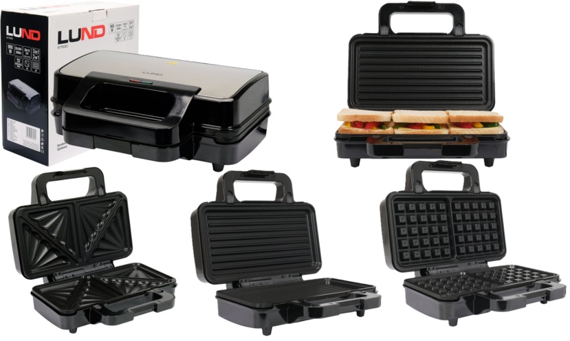 OPIEKACZ GOFROWNICA GRILL SANDWICH TOSTER 3w1 XXL 900W LUND 67530