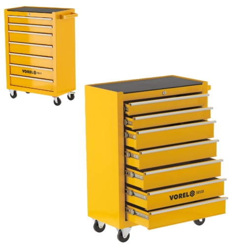 SZAFKA WARSZTATOWA NARZĘDZIOWA SERWISOWA NA KÓŁKACH 7 SZUFLAD WÓZEK 890x698x334mm VOREL 58538