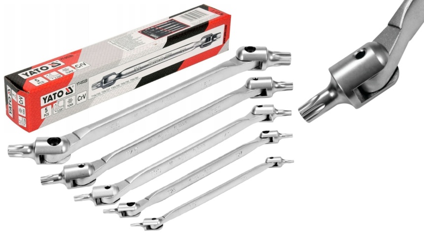ZESTAW KLUCZY TRZEPIENIOWYCH TORX Z PRZEGUBEM T15-T55 5szt. YATO YT-05320