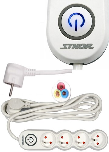 PRZEDŁUŻACZ LISTWA ZASILAJĄCA 4 GNIAZDA Z UZIEMIENIEM WYŁĄCZNIK 3M 1,5MM2 STHOR 72354 