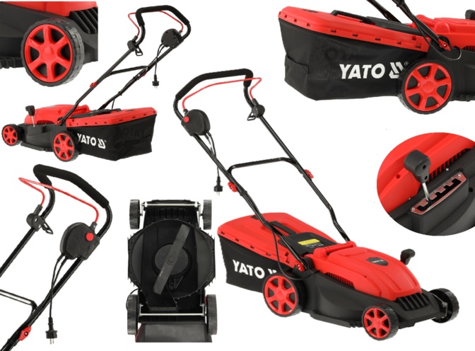 KOSIARKA ELEKTRYCZNA Z SILNIKIEM INDUKCYJNYM KOSZ 45L 1600W 36cm YATO YT-852082
