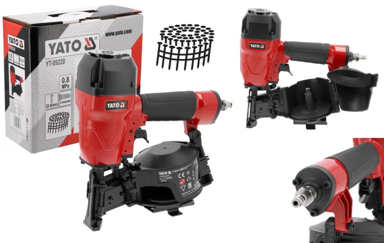 GWOŹDZIARKA PNEUMATYCZNA BĘBNOWA STOLARSKA TAPICERSKA NA GWOŹDZIE 22-45mm YATO YT-09220