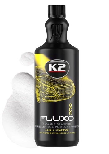 K2 FLUXO PRO 1L KWAŚNY SZAMPON, BEZPIECZNY DLA POWŁOK CERAMICZNYCH I WOSKÓW D0251