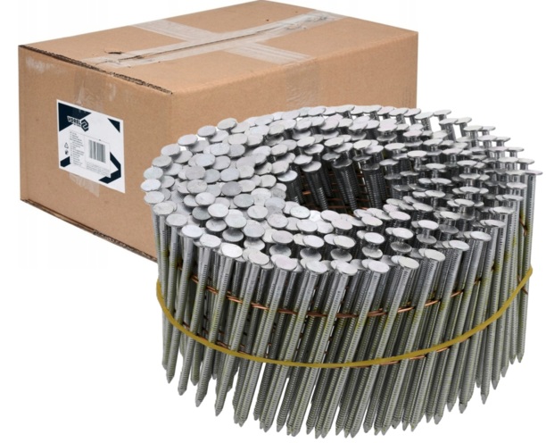 GWOŹDZIE BĘBNOWE DO GWOŹDZIARKI BĘBNOWEJ PIERŚCIENIOWE OCYNKOWANE KOLETOWANE 64mm śr. 2,5mm 3600szt. VOREL 72018