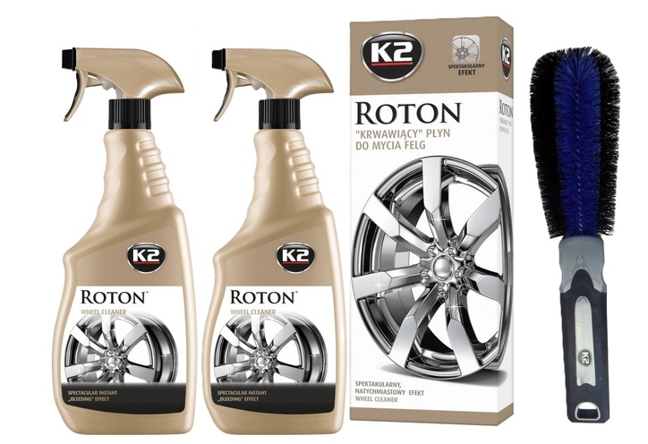 2x ŚRODEK PŁYN DO MYCIA CZYSZCZENIA FELG ALUMINIOWYCH KRWAWA FELGA 700ml K2 ROTON G167 + SZCZOTKA DO MYCIA FELG K2 M358