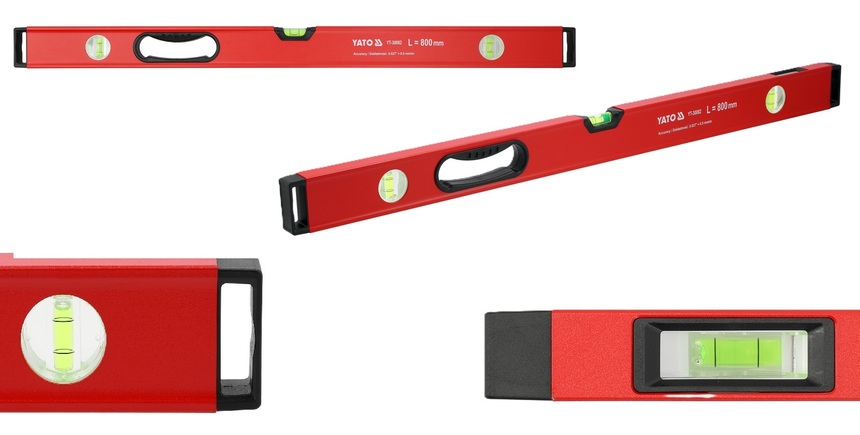 POZIOMNICA ALUMINIOWA 3 LIBELLE Z UCHWTEM 800mm 0,8m 80cm YATO YT-30082