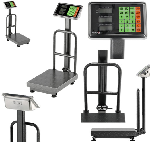 WAGA ELEKTRONICZNA PLATFORMOWA SKLEPOWA MAGAZYNOWA TOWAROWA LCD AKUMULATOR 150kg 50g YATO YT-73280
