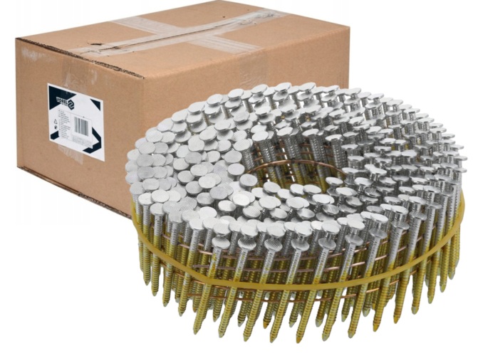 GWOŹDZIE BĘBNOWE DO GWOŹDZIARKI BĘBNOWEJ PIERŚCIENIOWE OCYNKOWANE KOLETOWANE 32mm śr. 2,1mm 7200szt. VOREL 72015