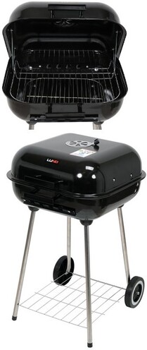 GRILL WĘGLOWY Z POKRYWĄ, CHROMOWANY RUSZT ROŻEN 45X40 LUND 99904 