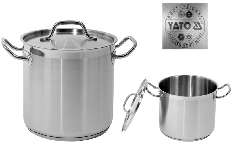 GARNEK WYSOKI Z POKRYWKĄ ZE STALI NIERDZEWNEJ 24X20CM 9L YATO YG-00003