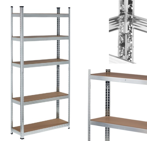 REGAŁ MAGAZYNOWY METALOWY 5 PÓŁEK OCYNK HDF 500kg 180X90X40cm VOREL 78485