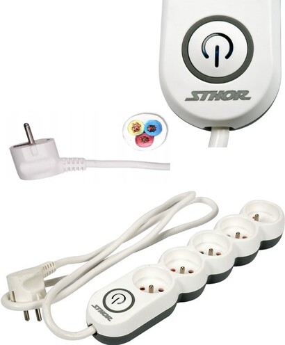 PRZEDŁUŻACZ LISTWA ZASILAJĄCA 5 GNIAZD Z UZIEMIENIEM WYŁĄCZNIK 1,5M 1,5MM2 STHOR 72356 