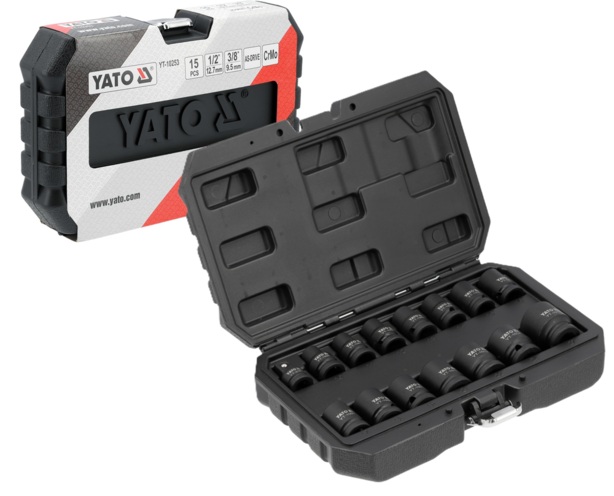 NASADKI UDAROWE KRÓTKIE 1/2'' kpl. 15 szt. 10-27mm YATO YT-10253