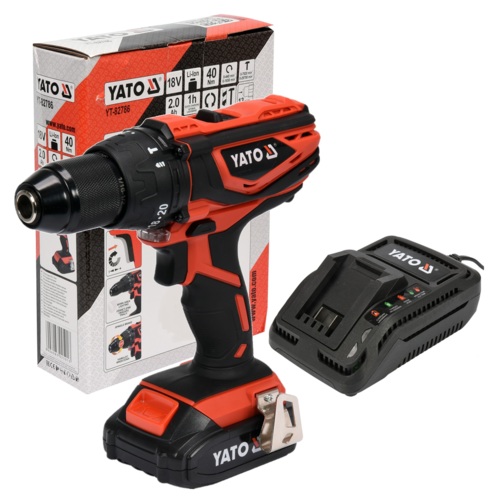 ZESTAW WIERTARKO-WKRĘTARKA UDAROWA 18V + AKUMULATOR 2Ah + ŁADOWARKA YATO YT-82786