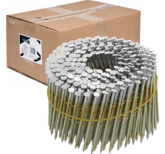 GWOŹDZIE BĘBNOWE DO GWOŹDZIARKI BĘBNOWEJ PIERŚCIENIOWE OCYNKOWANE KOLETOWANE 70mm śr. 2,5mm 3600szt. VOREL 72019