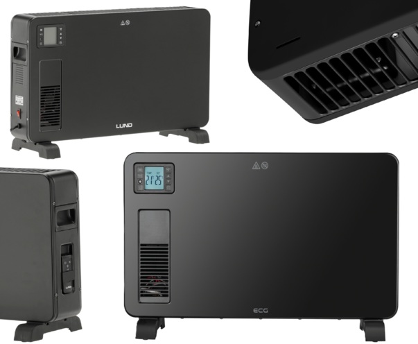 GRZEJNIK ELEKTRYCZNY KONWEKTOROWY PIECYK FARELKA LCD 2300W 230V CZARNY LUND 68652