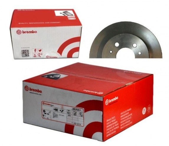 Tarcze hamulcowe pełne BREMBO 08.A114.30 - 08.A114.31 + KLOCKI BREMBO P54034 - CHRYSLER SEBRING (JS) DODGE AVENGER CALIBER JEEP COMPASS (MK49) PATRIOT (MK74) - OŚ TYLNA