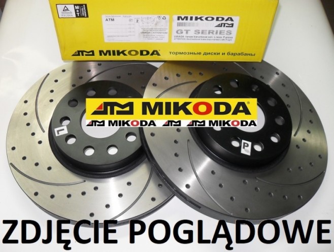 Tarcza hamulcowa pełna MIKODA 2257 GT malowana, nacinana, wiercona, kolor: czarny - DAIHATSU CHARADE 11r- TOYOTA  IQ (_J1_) YARIS (_P9_) YARIS (_P13_) - OŚ TYLNA