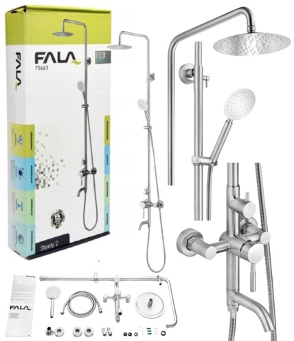 KOLUMNA PRYSZNICOWA DESZCZOWNICA Z BATERIĄ STEELY 2 FALA 75663