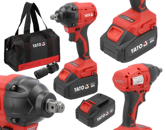 ZAKRĘTARKA KLUCZ UDAROWY BEZSZCZOTKOWY AKUMULATOROWY + ŁADOWARKA 2x4Ah 18V 1/2