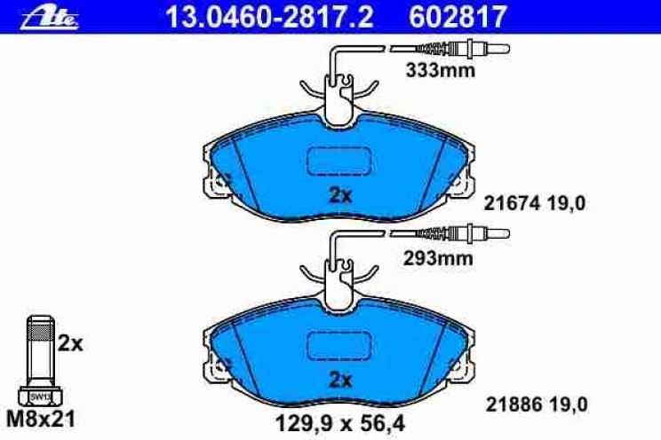 KLOCKI ATE 13.0460-2817.2  CITROEN XSARA PEUGEOT 306 406 607 --PRZÓD