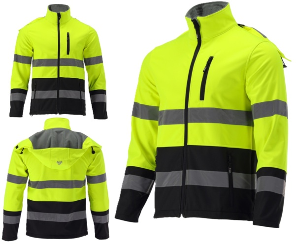 KURTKA ROBOCZA SOFTSHELL OSTRZEGAWCZA ODBLASKOWA KAPTUR ORIOLUS 300g/m² r. XXXL 3XL YATO YT-79399